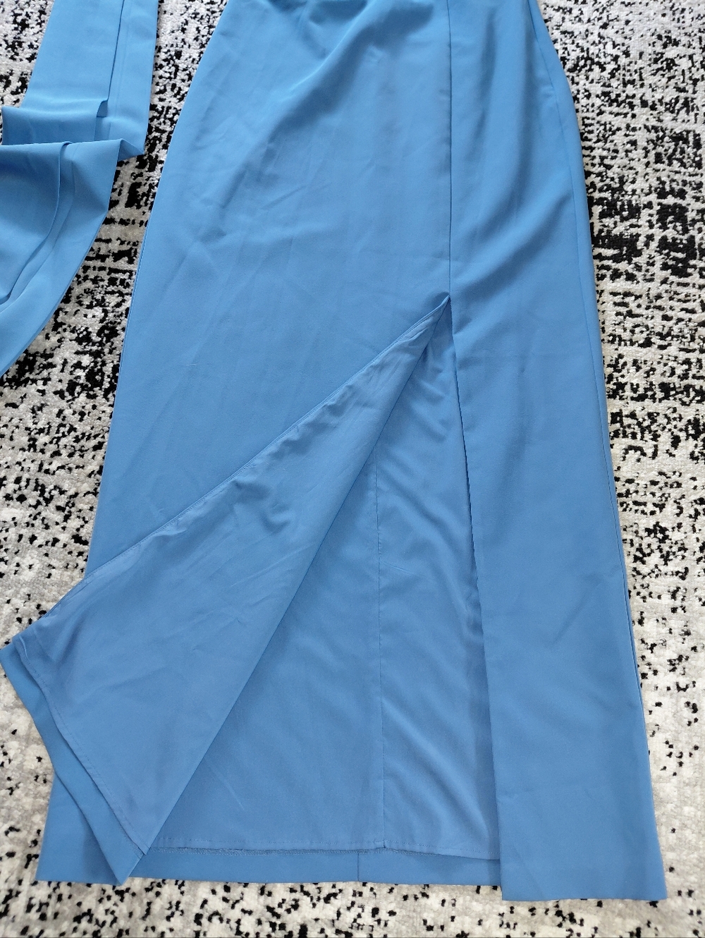 Kay Unger Steel Blue One-Shoulder Gown with Sash – Size 10 - Picture 9 of 15